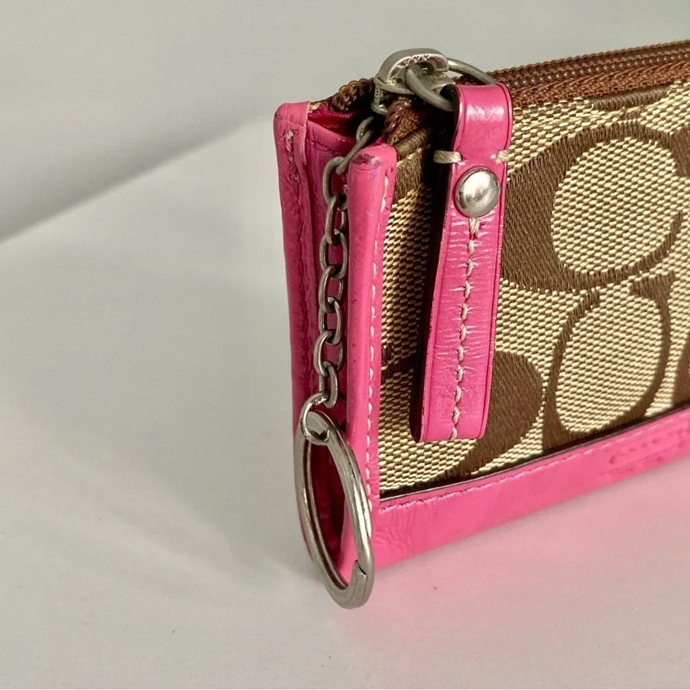 Coach Monogram Pink Leather Cardholder